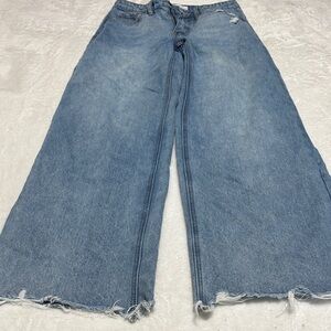 Wide-Leg Blue Jeans